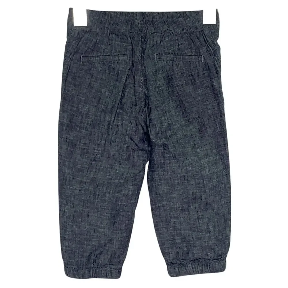 Janie and Jack 12-18 Month NEW Baby Linen Cotton Jogger Navy Gray